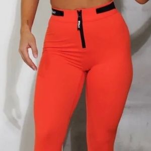 Brand new ECHT brand neon orange high waisted leggings NWT